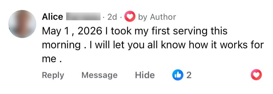 Alice's Facebook comment 1
